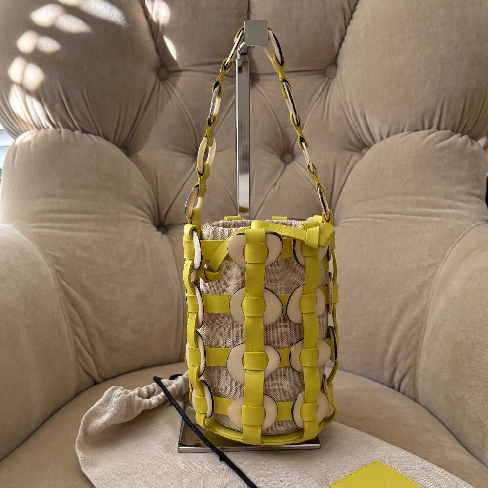 Auth BALLEN Tagua Cowhide Leather MINI Basket Drawstring Bucket Bag